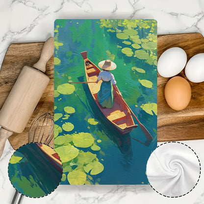 Set of 2 Ultra Soft Kitchen Towels - Perfect for a day of boating on the lake or river! Highly absorbent and machine washable, these dish hand towels are ideal for holiday decor. Each towel measures 16x24 inches. Item number 2KYSMF1214098.