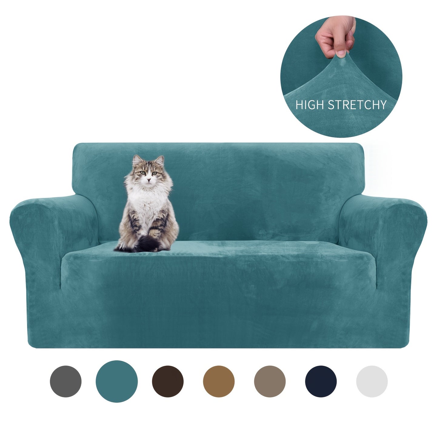 Thickened velvet sofa cover with elastic bottom for all seasons, suitable for pets and provides universal anti-scratch protection for living room home decor.