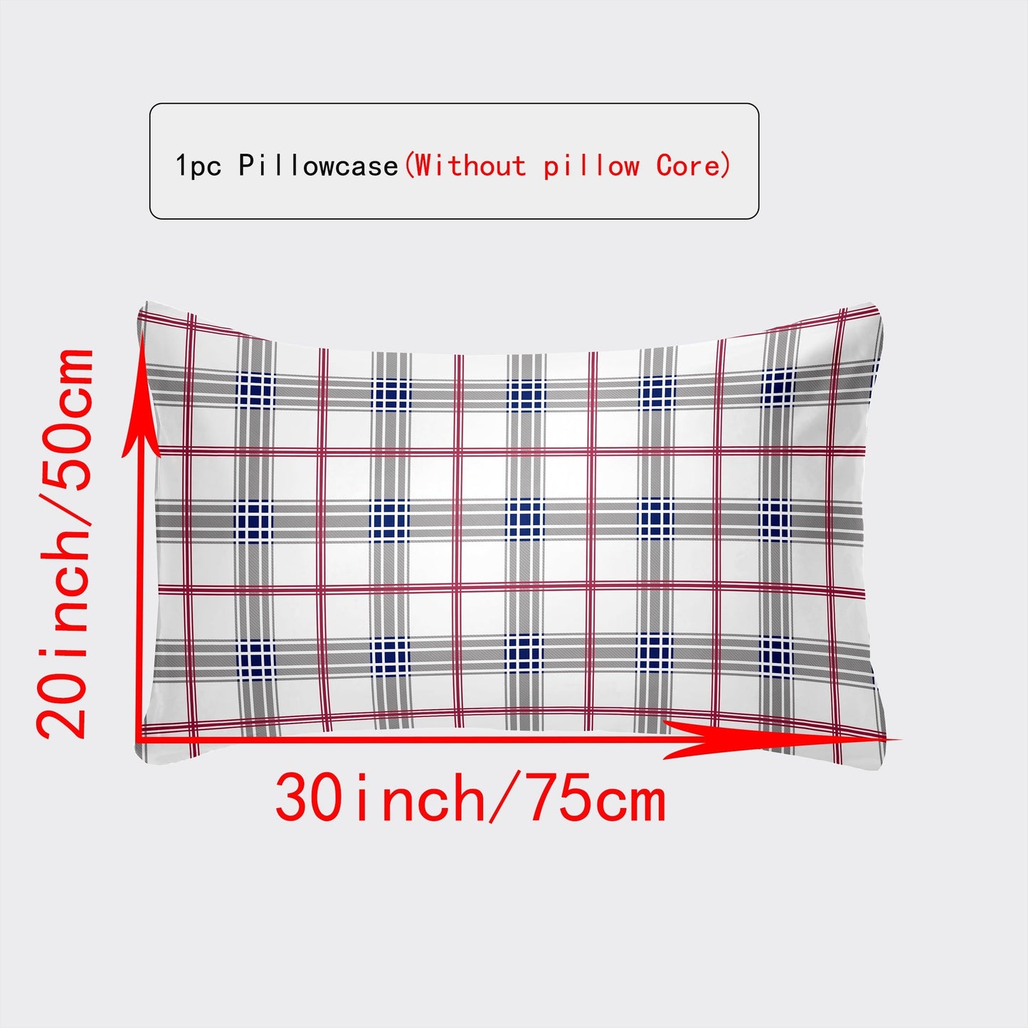 Luxurious Pillowcase with Envelope Closure - Available in Various Sizes (30x50cm to 50x75cm) - Stylish Designs in White, Gray Plaid, Red Plaid, Green Botanicals, Leopard Print, and Geometric Patterns - Suitable for Every Season, Great for Home Decor Gifts