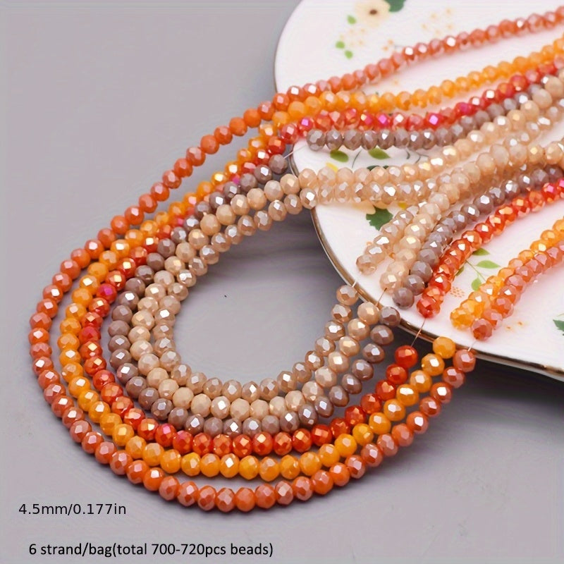 720 pieces of faceted glass rondelle beads measuring 4mm each, sold in a convenient bag. Perfect for crafting jewelry, DIY projects, and adding embellishments to clothing items such as necklaces, bracelets, and more.