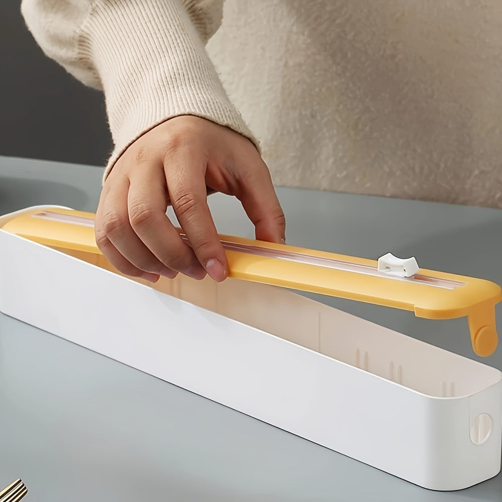 Refillable 2-in-1 Kitchen Wrap Dispenser with Cutter - Organizes Plastic & Foil Film in Drawers, Made of Non-Food Grade ABS Material