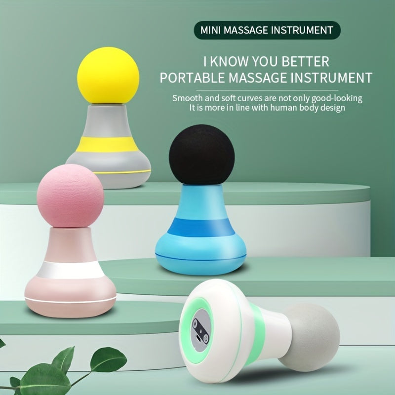 Portable Mini Smart Muscle Massage Gun with USB rechargeable 400mAh battery, white & green design, and ergonomic one-handed grip for deep tissue massage.