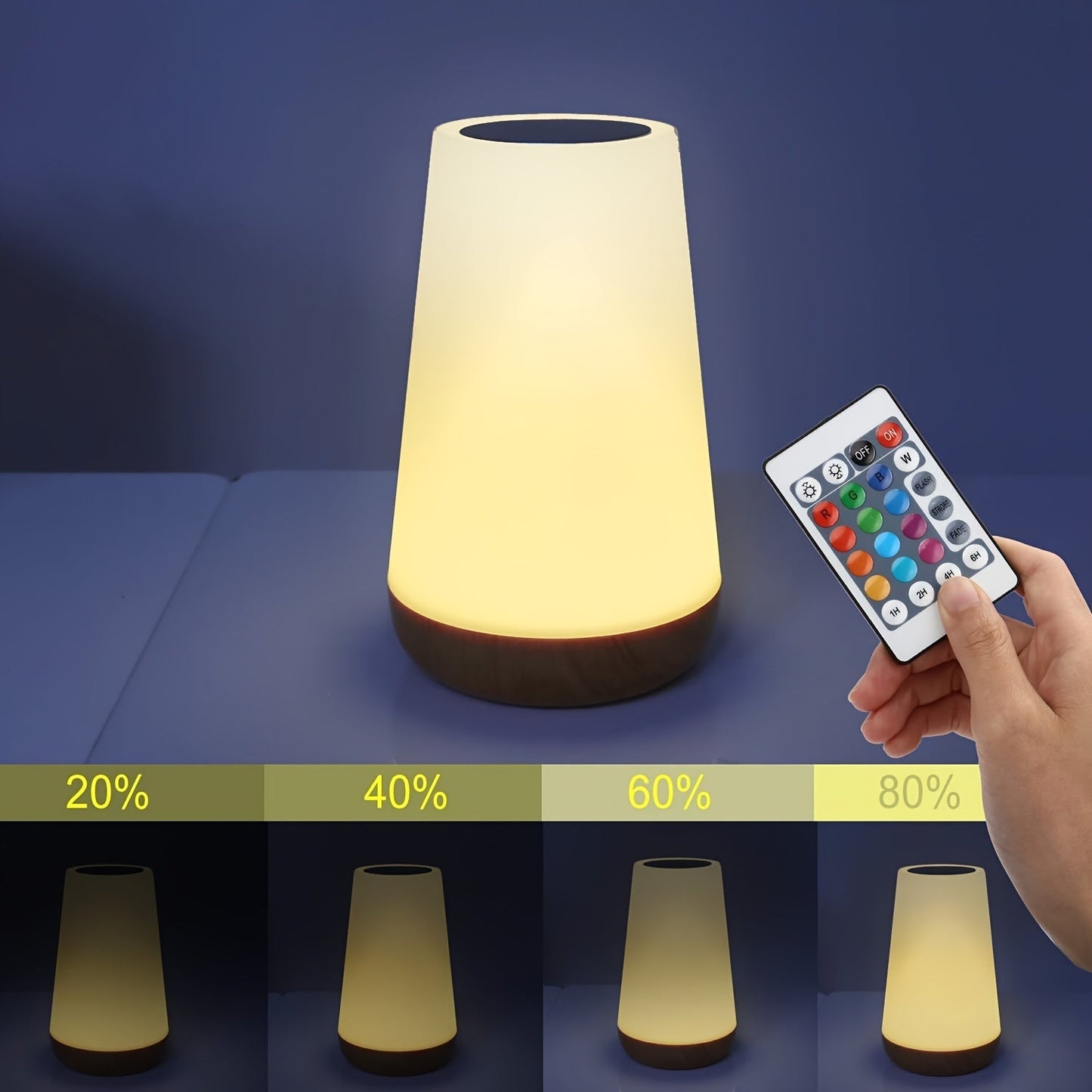 Bestseller: USB Rechargeable Touch Night Lamp with Remote Control - Warm White LED, 13-Color RGB, Portable & Smart with 5 Levels of Brightness, Polymer Battery, Sensor Light.