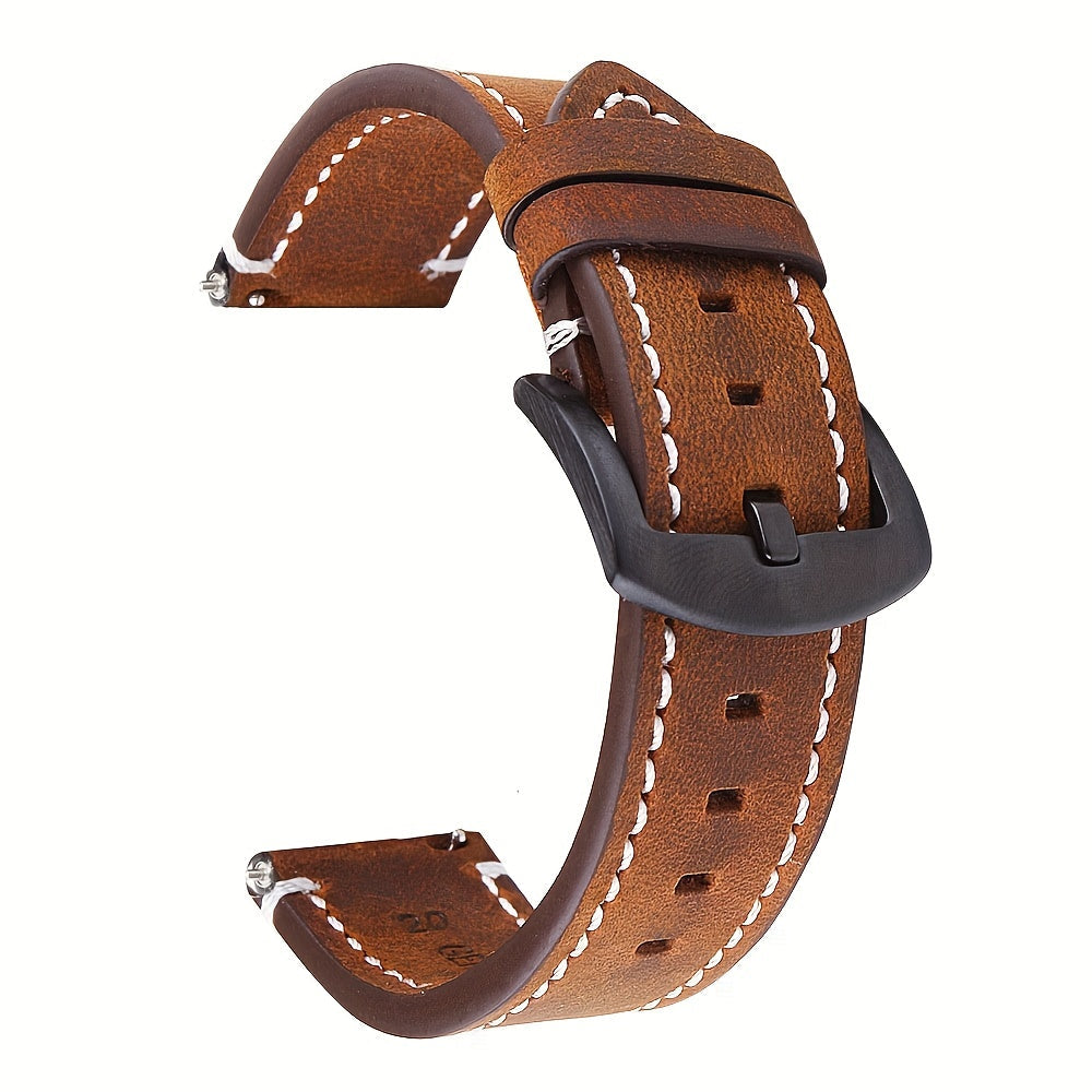 Retro Top Layer Cow Leather Watch Band with Quick Release Strap, Switch Spring Bar, and Black Buckle in 20mm, 22mm, or 24mm - Perfect Gift Choice