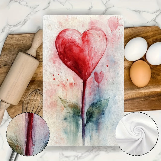 Set of 2 Ultra Soft Kitchen Towels for Valentines Day, Highly Absorbent Dish Hand Towels for Holiday Decor, Machine Washable, 16x24 Inch - SKU: 2KYSYS1217663