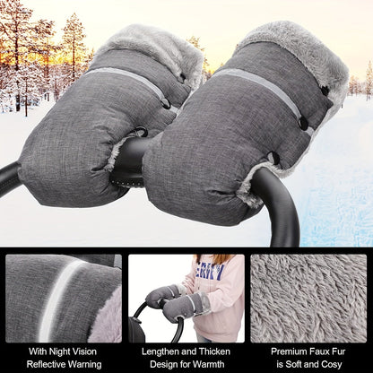 Youngsters' Stroller Warm Gloves by Domi Bear - Windproof and Waterproof Winter Armrest Covers for Carriages