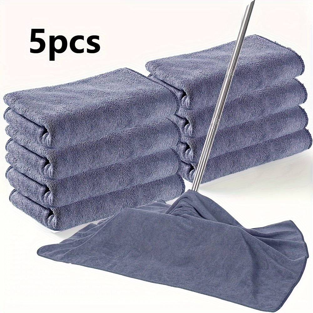 Pack of 5 Microfiber Cleaning Cloths - Washable, Highly Absorbent, Non-Shedding Cloths for Squeegeeing, Mopping, and Window Cleaning - Fast-Drying, Contemporary Design for All Areas of the Home - Made with High-Quality Polyester Fabric