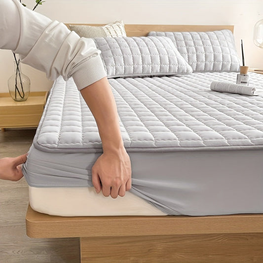 Waterproof Mattress Protector - Soft, Cozy, and Quilted - Solid Grey Color - Machine Washable - Ideal for Bedroom, Guest Room, Hotel, Apartment, or School