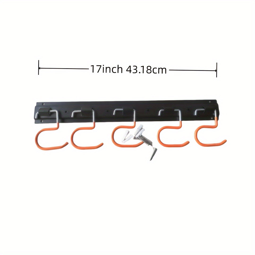 1pc Wall Mounted Tool Hook Rack with 5 S hooks for multifunctional tool storage and hanging organization in garage, warehouse, garden, etc.