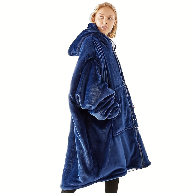 A Super Soft Wearable Blanket with Zipper for Cozy Office Breaks, Sofa Throws, or Shawls