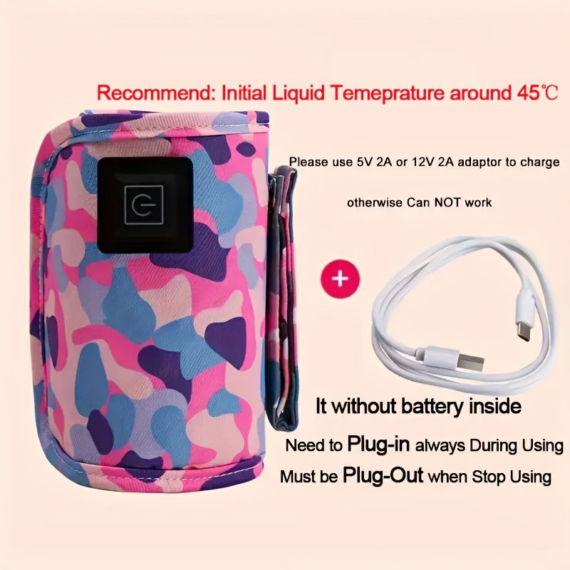 Portable USB bottle warmer for travel, camping, and outdoor adventures. Great for keeping milk formula warm on the go. Can be used in the car, stroller, or at home. The insulated bag keeps bottles warm for nursing. Makes a perfect Easter gift for