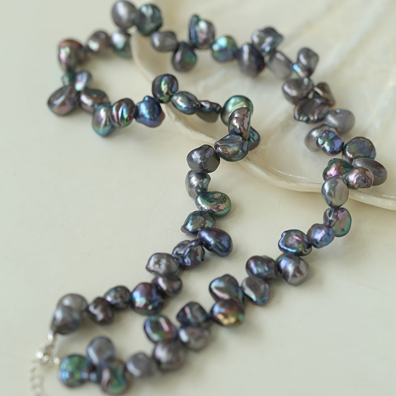 Chic Grey Petal Pearl Necklace - Ideal for Everyday Wear and Special Occasions - Simply Stylish, Effortless