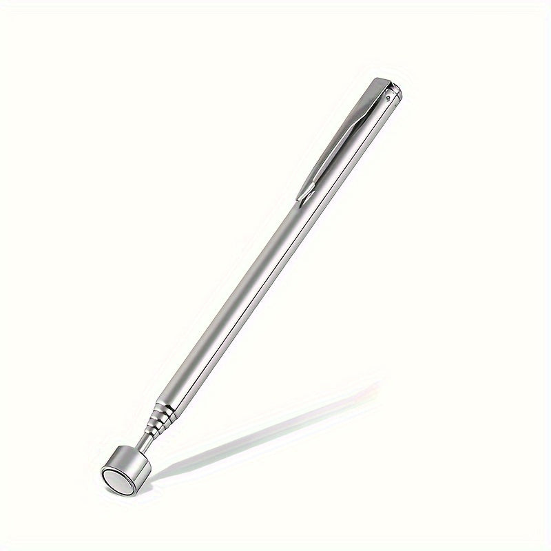 Telescopic magnetic grabber tool made of industrial-grade stainless steel for hard-to-reach areas in automotive and construction settings.