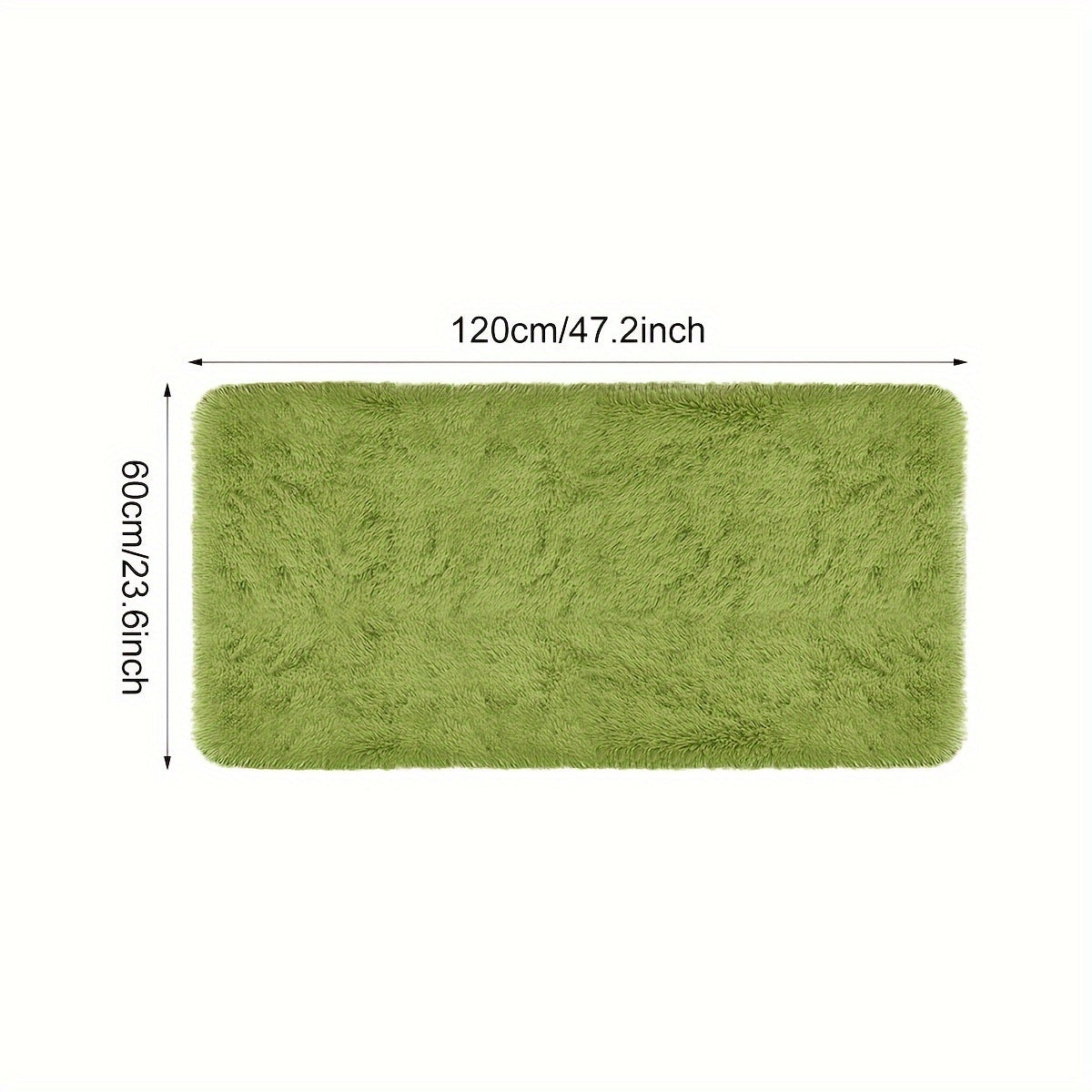 Soft green plush rectangular carpet with ultra-soft texture - plush, resistant to stains, and non-slip for bedroom, living room, and home decor purposes.