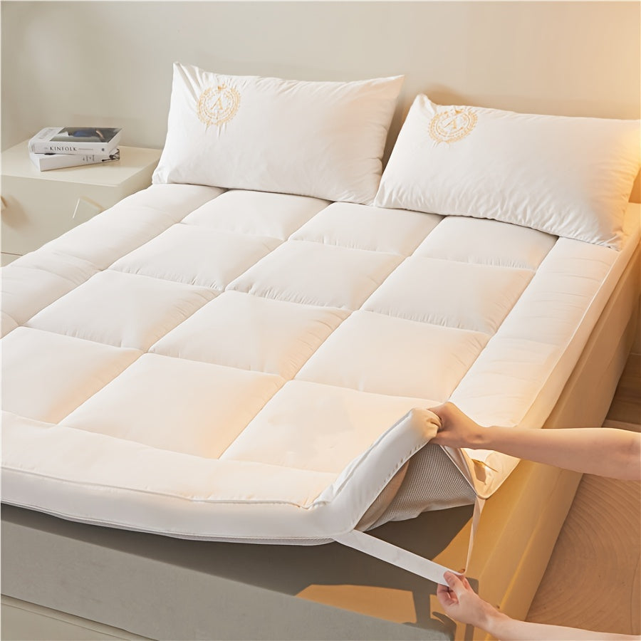 Luxurious Quilted Cooling Mattress Topper - Soft & Breathable Down Alternative, Fits Mattresses 8" to 20", Securely Stays in Place with Elastic Band, Easy to Clean, Perfect for Year-Round Comfort, White