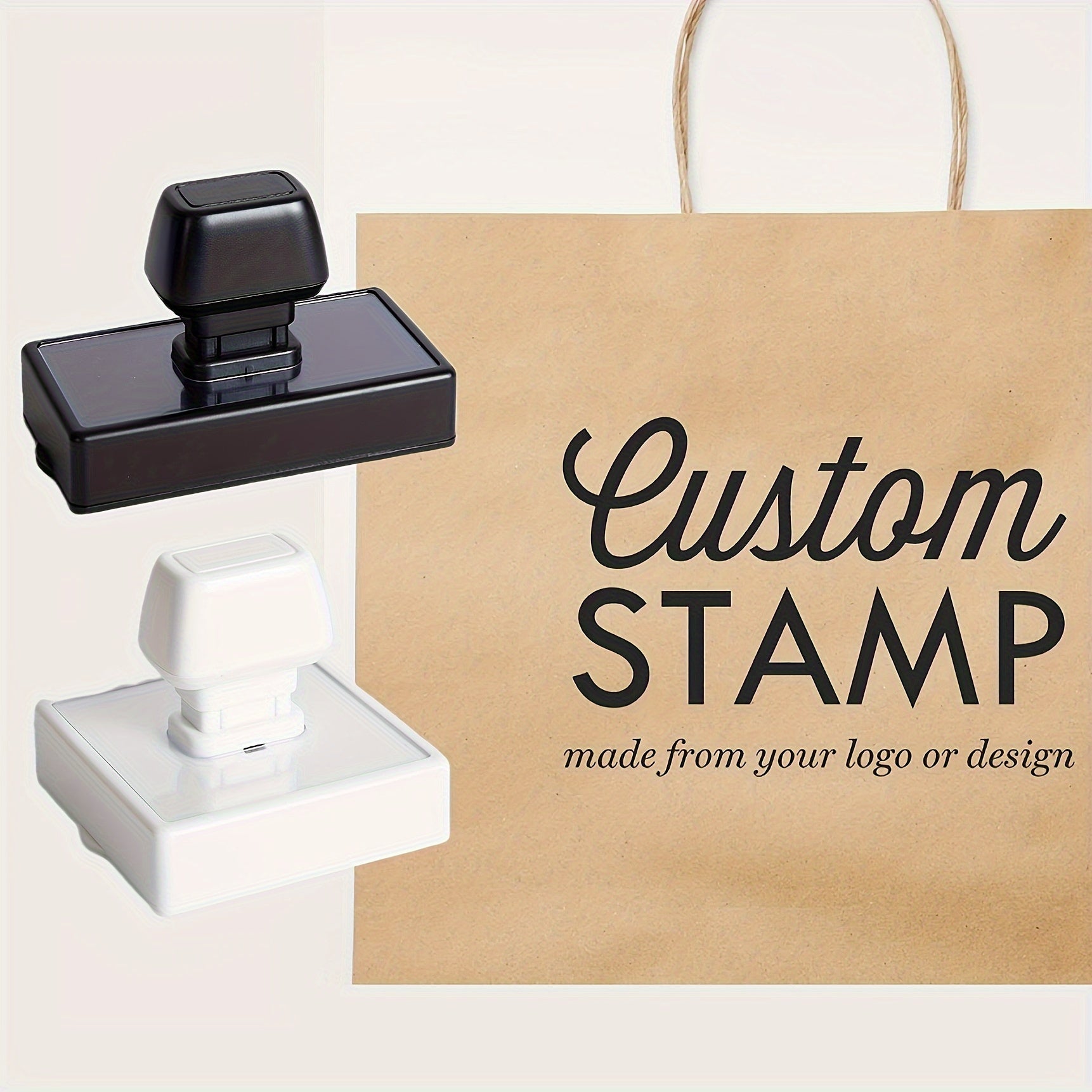 Large personalized stamp for small businesses and offices, available in multiple languages and square shape. Made of PE material and suitable for office use.