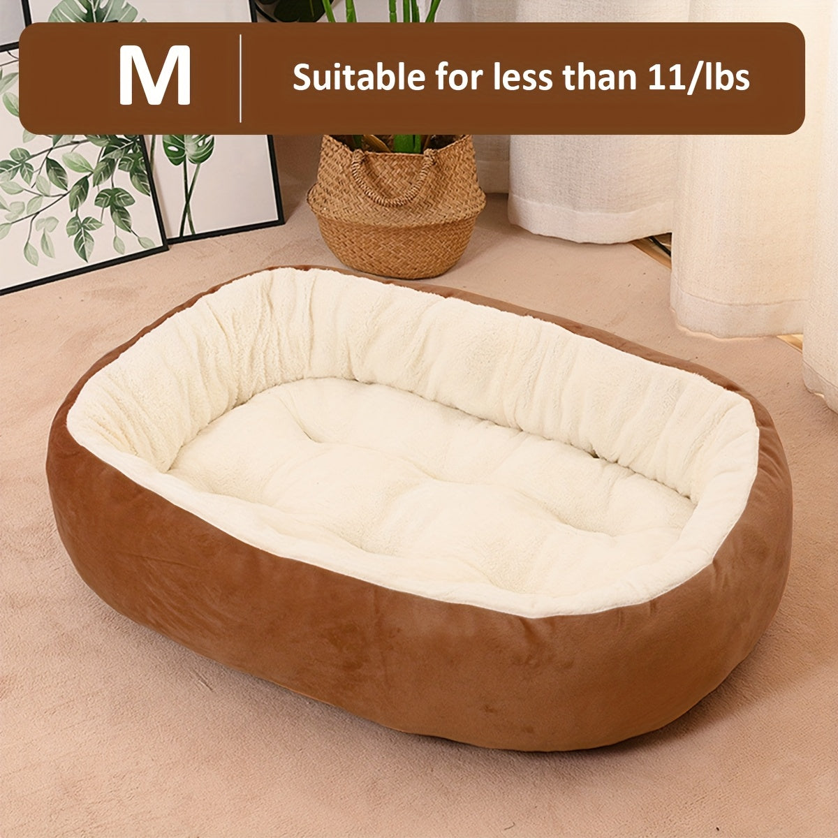 Cozy oval pet bed for small to medium dogs, plush polypropylene mat, non-assembled.