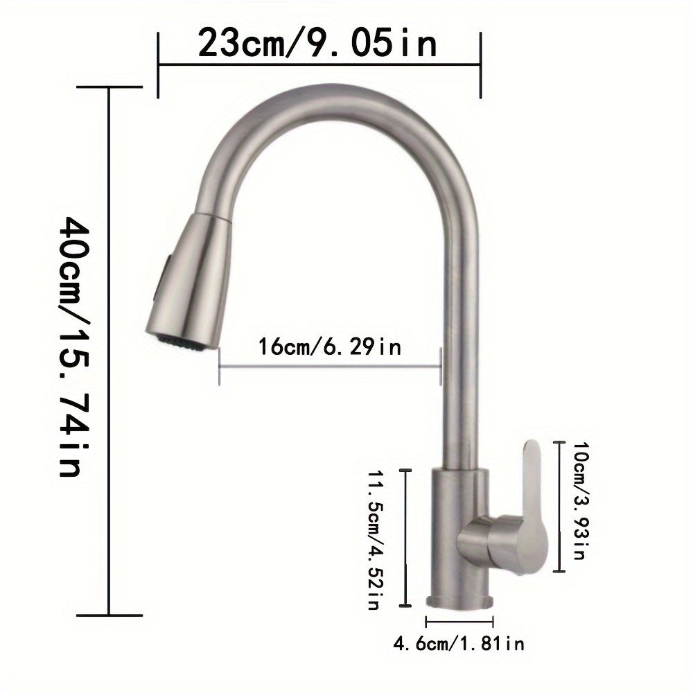 360° Rotating Kitchen Faucet with Hot & Cold Water Sprayer - Easy Install for RVs, Campers & Travel Trailers - Silvery Brushed Finish