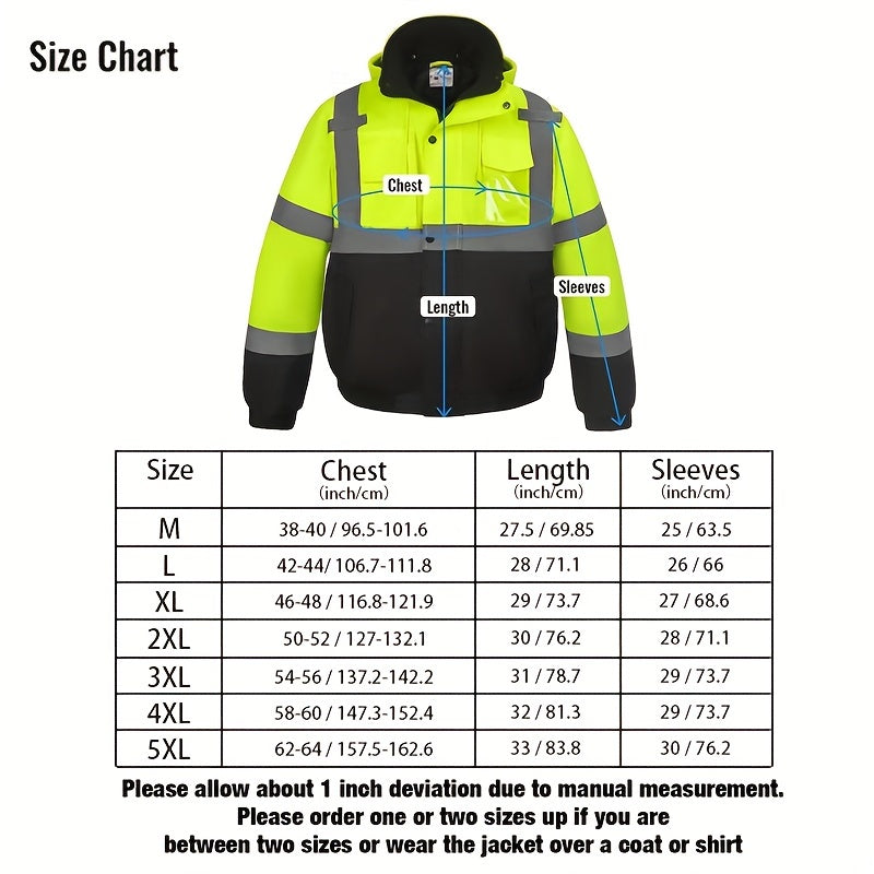 High visibility reflective safety jackets with pockets for men and women, waterproof and suitable for cold weather construction work. Work coats by DP Safety.