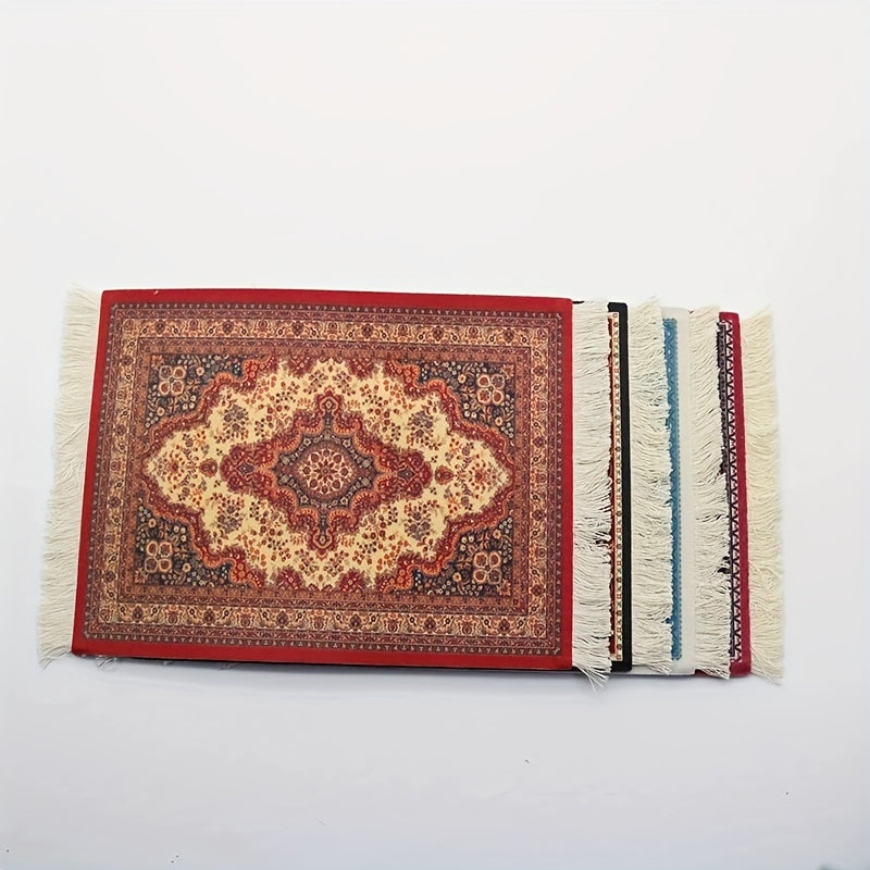 1pc Persian mini braided mouse pad with retro style pattern, ideal for home or office decor.