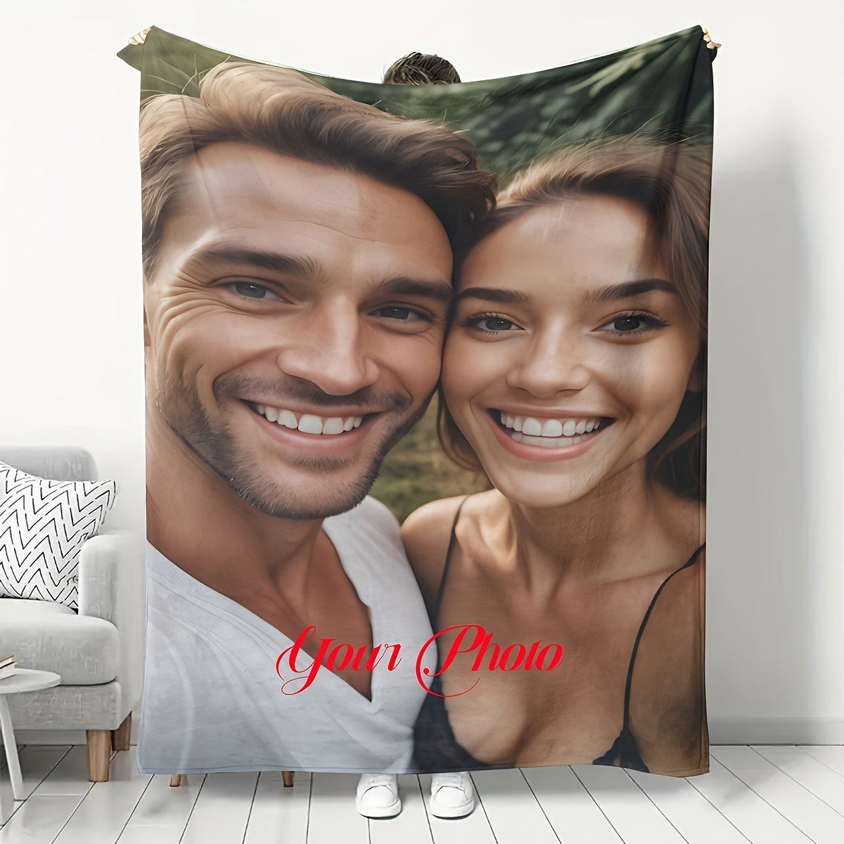 Create Your Own Soft Texture Photo Blanket - Personalize with Your Favorite Image, Made with Cozy Flannel, Sturdy & Colorfast, Suitable for All Seasons - Great for Wedding, Birthday, Christmas, Valentine's Day Gifts