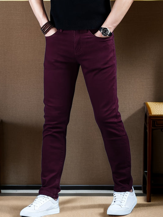 Men's Casual Skinny Fit Jeans, a versatile classic denim pant for all seasons.