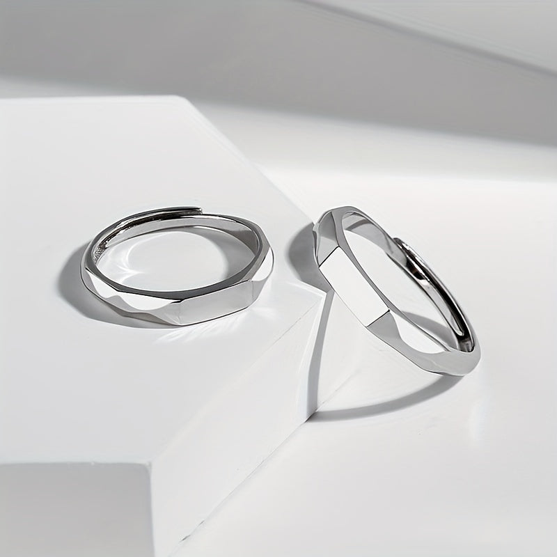 Valentine's Day Gift Suggestion: Elegant 925 Sterling Silver Couple Projection Rings with White Gold Plating, Stylish Optical Illusion Rings for Daily Wear, Trendy Love Projection Jewelry for Couples, Perfect for Valentine's Day.