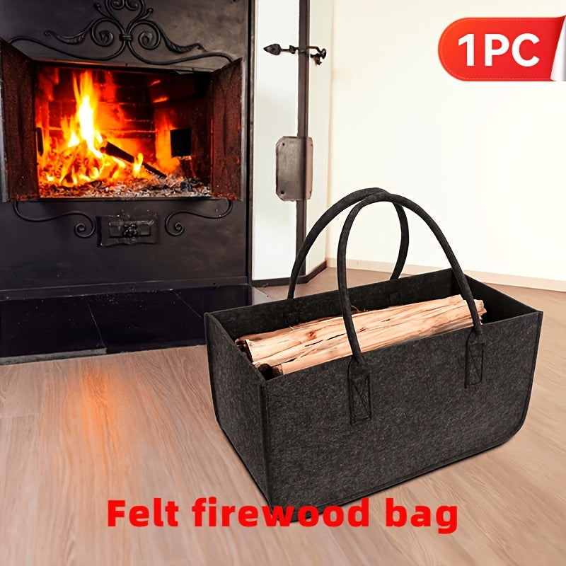 Nordic Style Extra-Large Firewood Carrier Bag with Strong Load Capacity and Dual Handles for Easy Transport of Wood, Coals, and More - Durable Felt Material, Portable Design