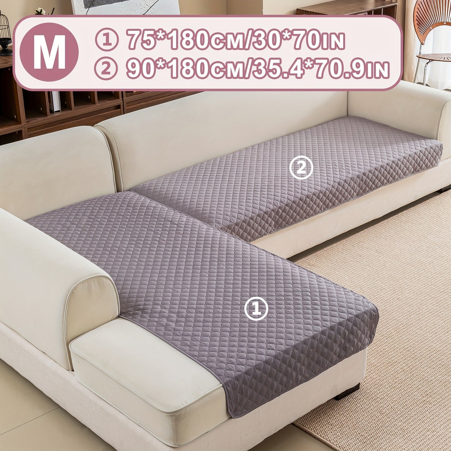 2 durable L-shaped sofa protectors for both left and right sofas, machine washable.