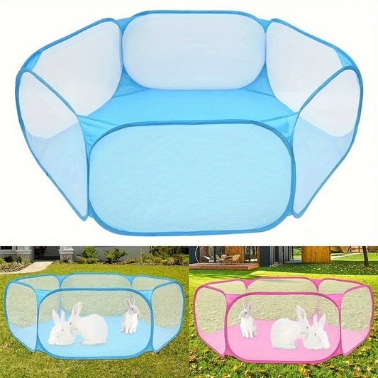 Foldable, portable pet playpen ideal for rabbits, easy to clean.