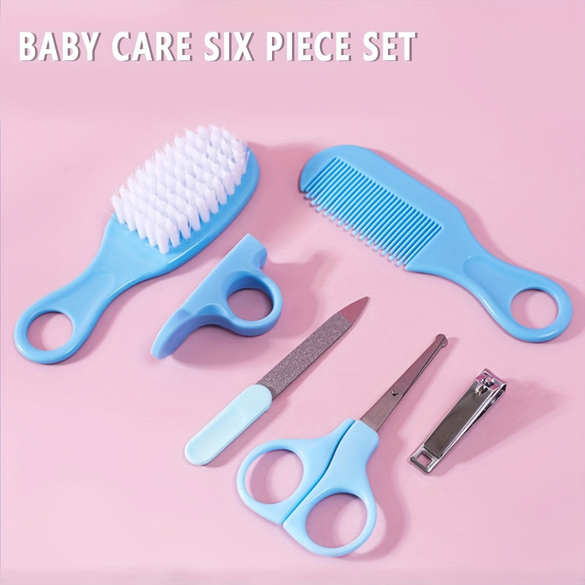 Newborn Baby Care Kit - Includes 6 Pieces for Daily Nail, Hair, and Grooming; Featuring Brush, Comb, and Manicure Set. Perfect as a Gift for Christmas, Halloween, or Thanksgiving.