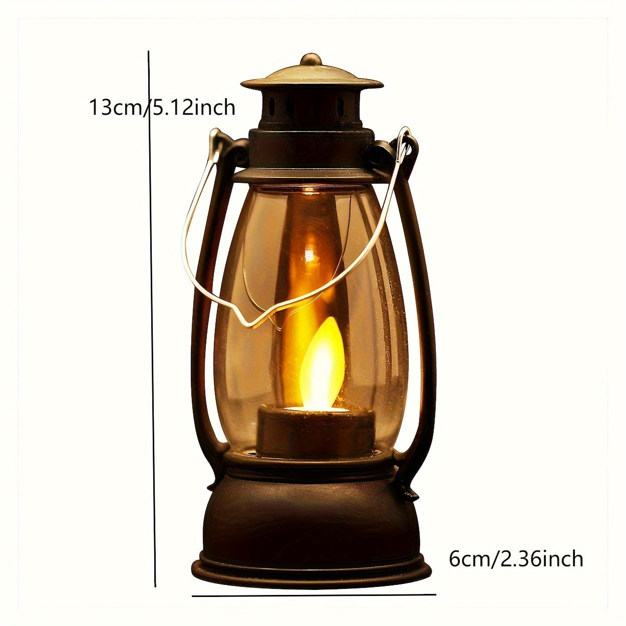 Mini lantern table lamp with touch switch, battery-powered. Made of plastic with non-rechargeable button battery. Suitable for different rooms. Includes light source.