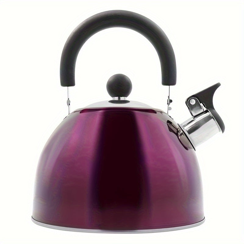 Stainless steel tea kettle with whistle, 1pc, 2500ml/84.55oz, suitable for multiple stove types - Reusable and easy to clean.