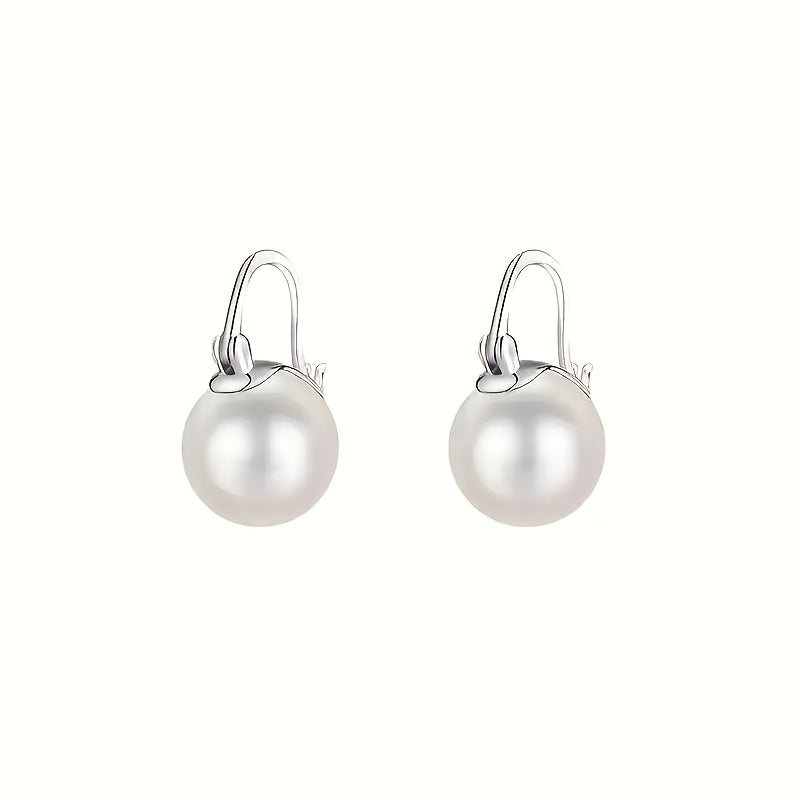 999 Allergy-Free Pearl Pendant Earrings, Elegant Banquet Style