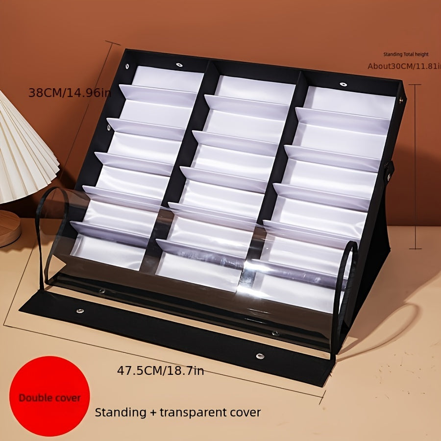 [Bestseller] Elegant Nylon Eyeglass Storage Box featuring 18 Compartments, Stylish Glass Display Stand for Countertop and Showcase