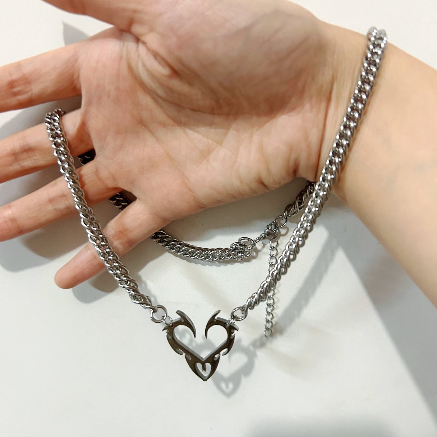 [Trendy Pick] Titanium Steel Punk Rock Hollow Flame Heart Pendant Necklace - Minimalist Y2K Jewelry