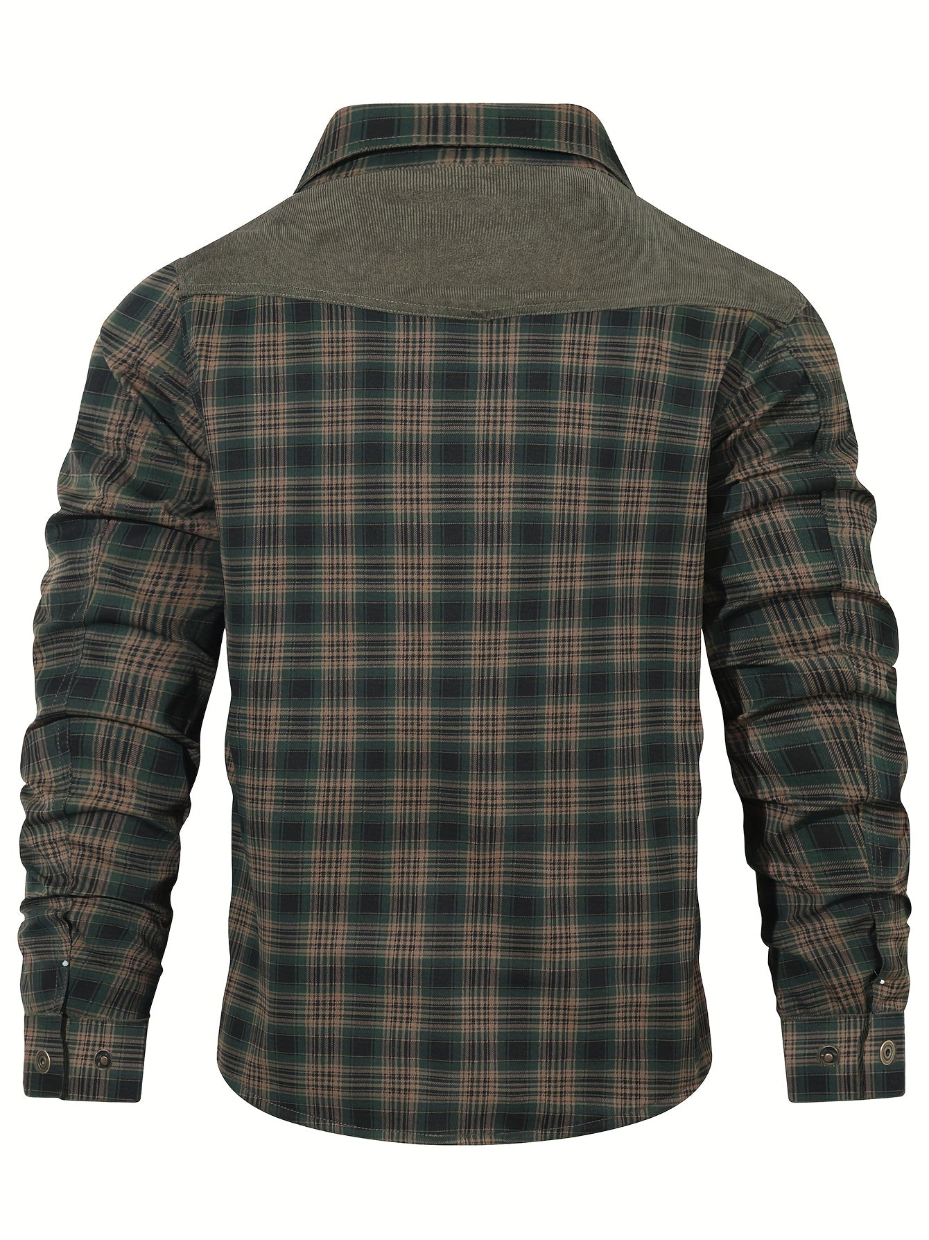 Premium plaid jacket for men - casual polyester, button-up with collar for spring/fall.