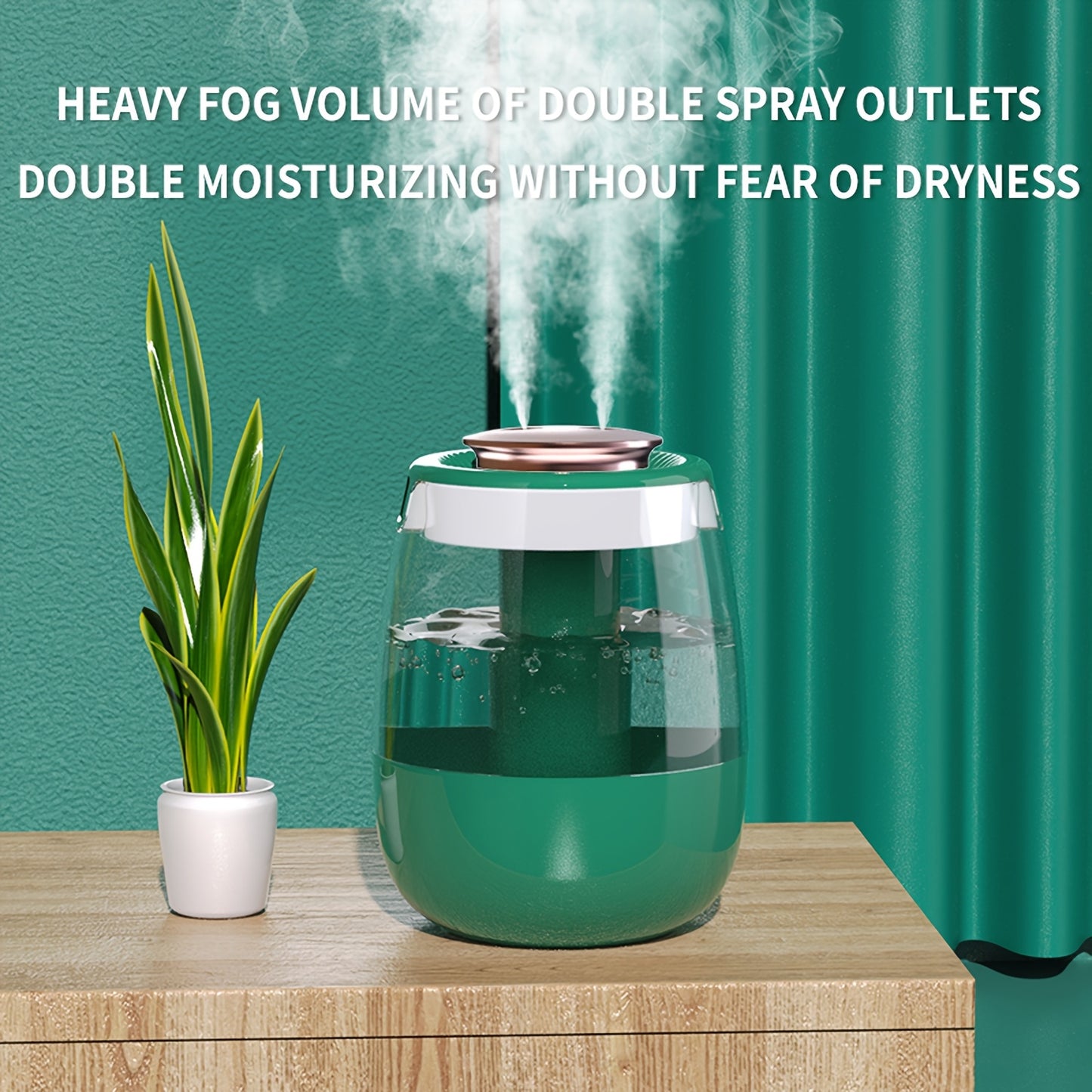 Silent, spacious mist humidifier ideal for bedroom and office desk, with USB connectivity.