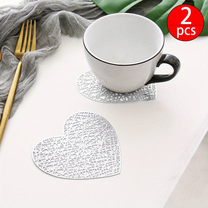 Set of 2 or 4 heart-shaped coasters for Western food, weddings, and home decor.