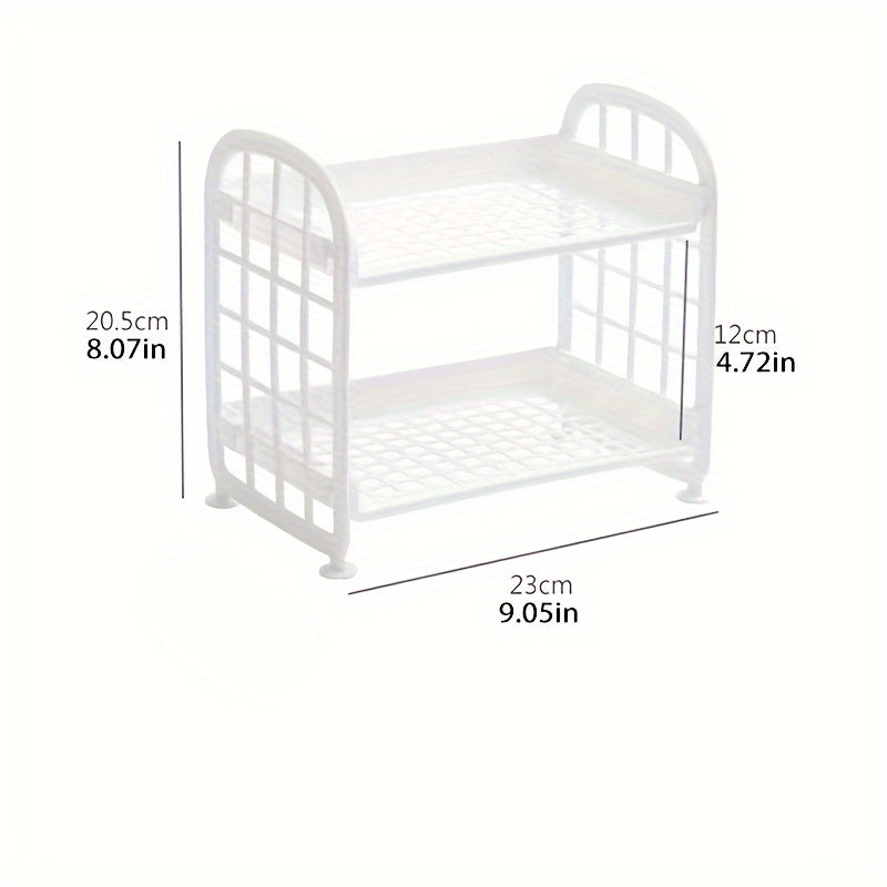 Two-Tier Plastic Storage Rack with Detachable Feature - Space-Efficient and Versatile Design for Convenient Access, Ideal for Organizing Cosmetics and Various Items