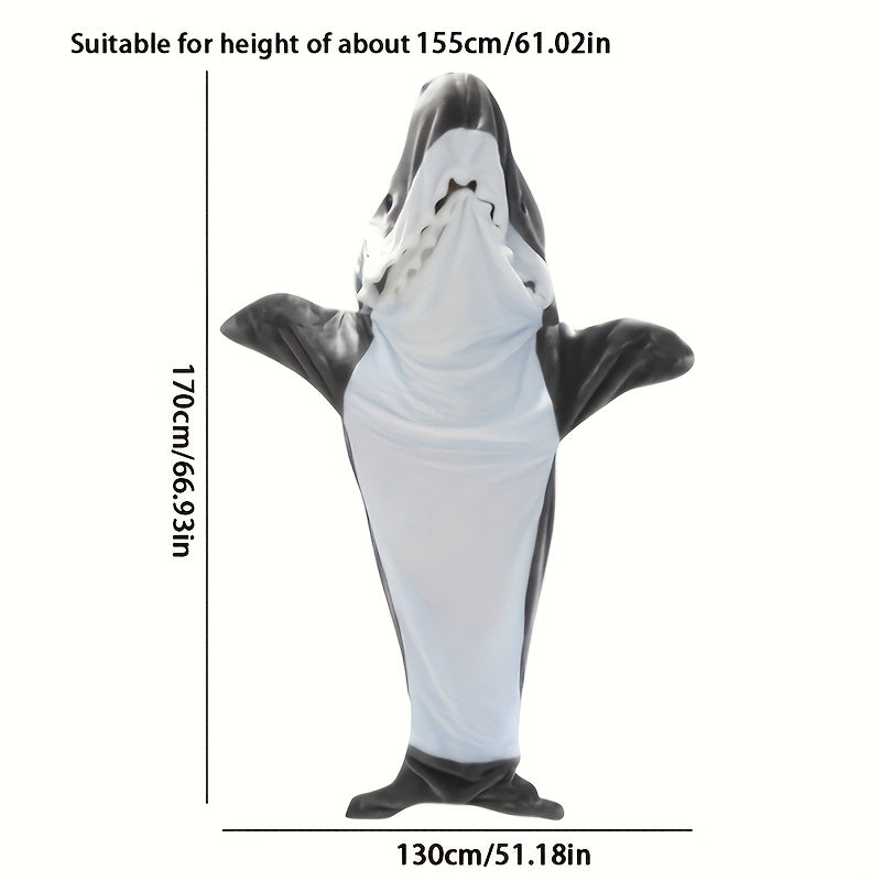 Shark Blanket Hooded Jumpsuit Pajama, made of Super Soft Flannel for Ultimate Comfort at Home