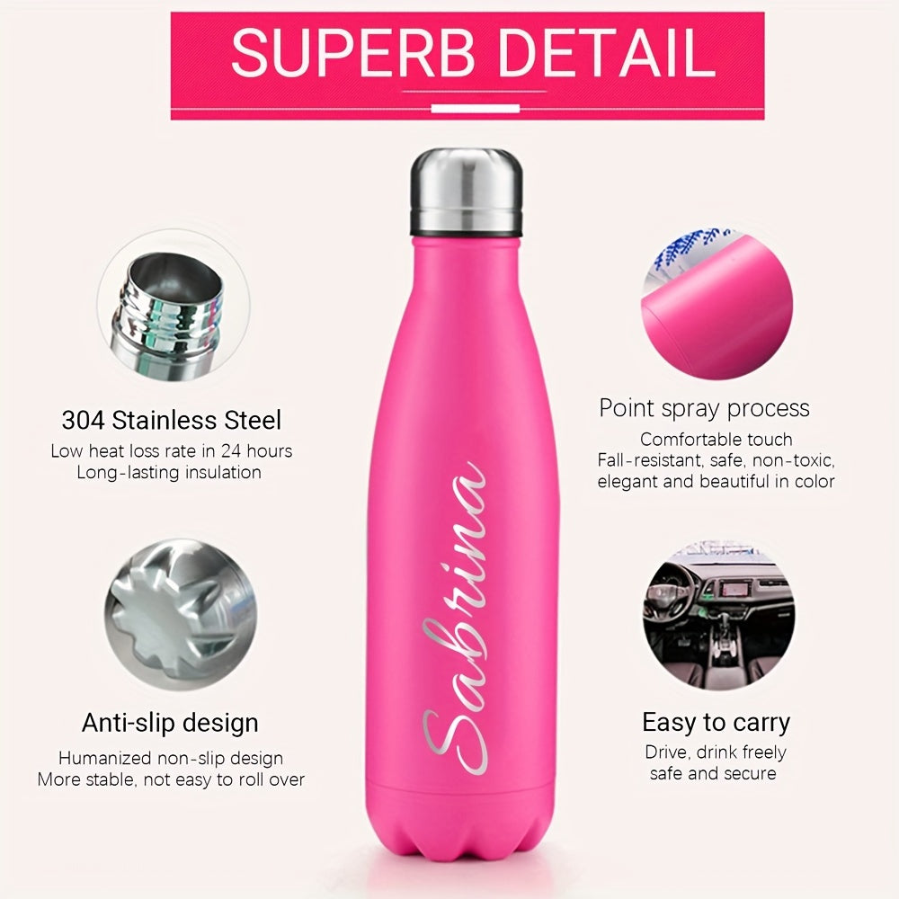 Personalized stainless steel water bottle with sealed lid and custom engraving - perfect for sports and holidays, BPA free, leakproof and insulated.