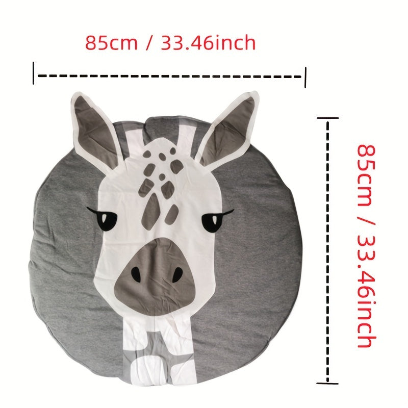 Adorable 3D Animal Round Crawling Mat - Soft Baby Play Mat with Thick Cotton, Detachable Liner & Zipper Closure. Ideal for Decorating Kids' Rooms and Adding Fun to Playhouses! Great Easter Present