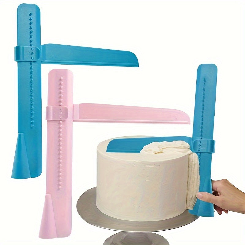 Cake Icing Smoother Tool Set with Handle - Plastic Baking Accessories for Frosting and Decorating Cakes, Non-Electric