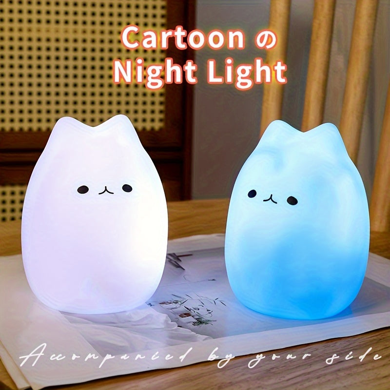 Charming Kitten LED Night Light - Gentle on the Eyes, Battery-Powered Lamp for a Cozy Bedroom Atmosphere - Ideal Present for Girls, Boys, Couples, and Friends