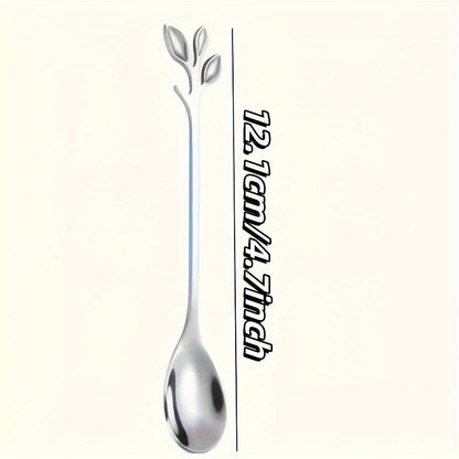 Set of 8 stainless steel coffee spoons with branch design, perfect for stirring dessert and ice cream. Durable, dishwasher safe, and restaurant-grade.