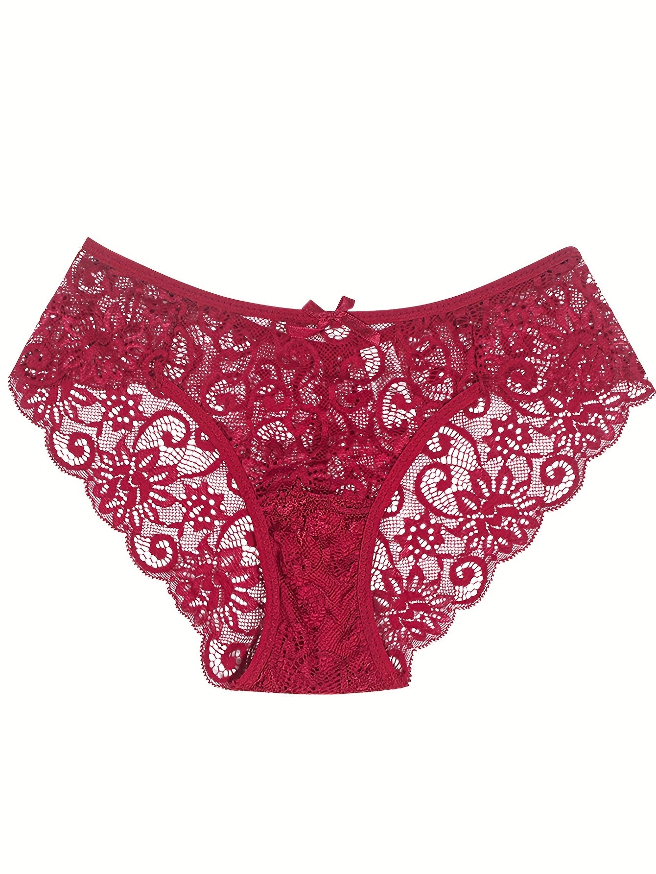 Set of five sexy lace hollow waist briefs for women.