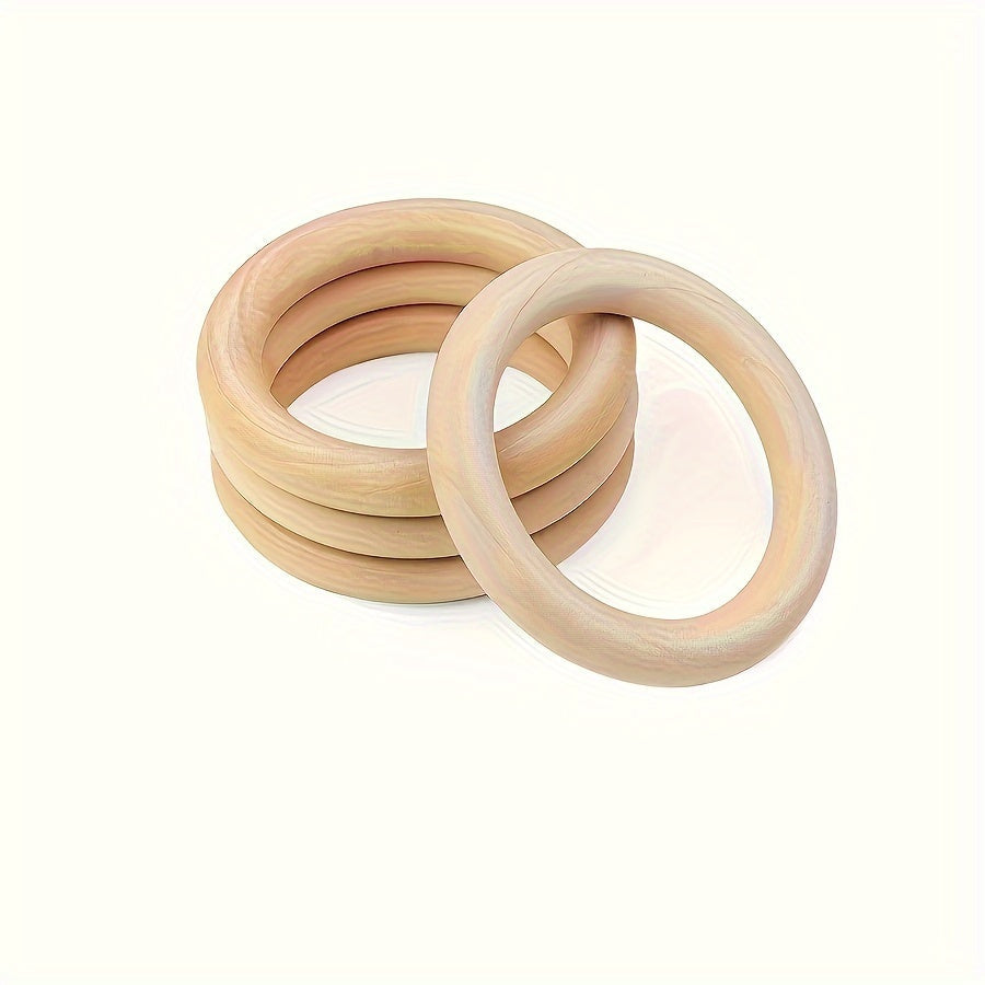 Set of 24 5cm/1.97inch Natural Wood Rings for Crafting, Macrame, and DIY Projects. Unpainted Wooden Rings for Jewelry Making and Pendant Connectors