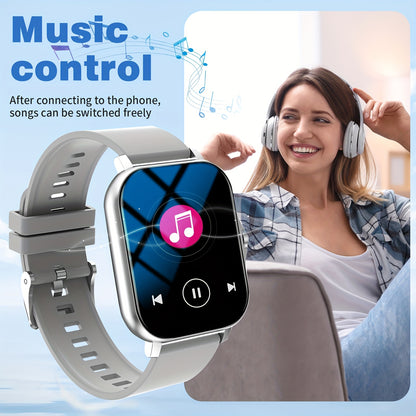 Zinc Alloy Smart Watch for Men and Women, with Wireless Calls, Fitness Monitoring, USB Rechargeable, and Smartwatch App Compatibility.