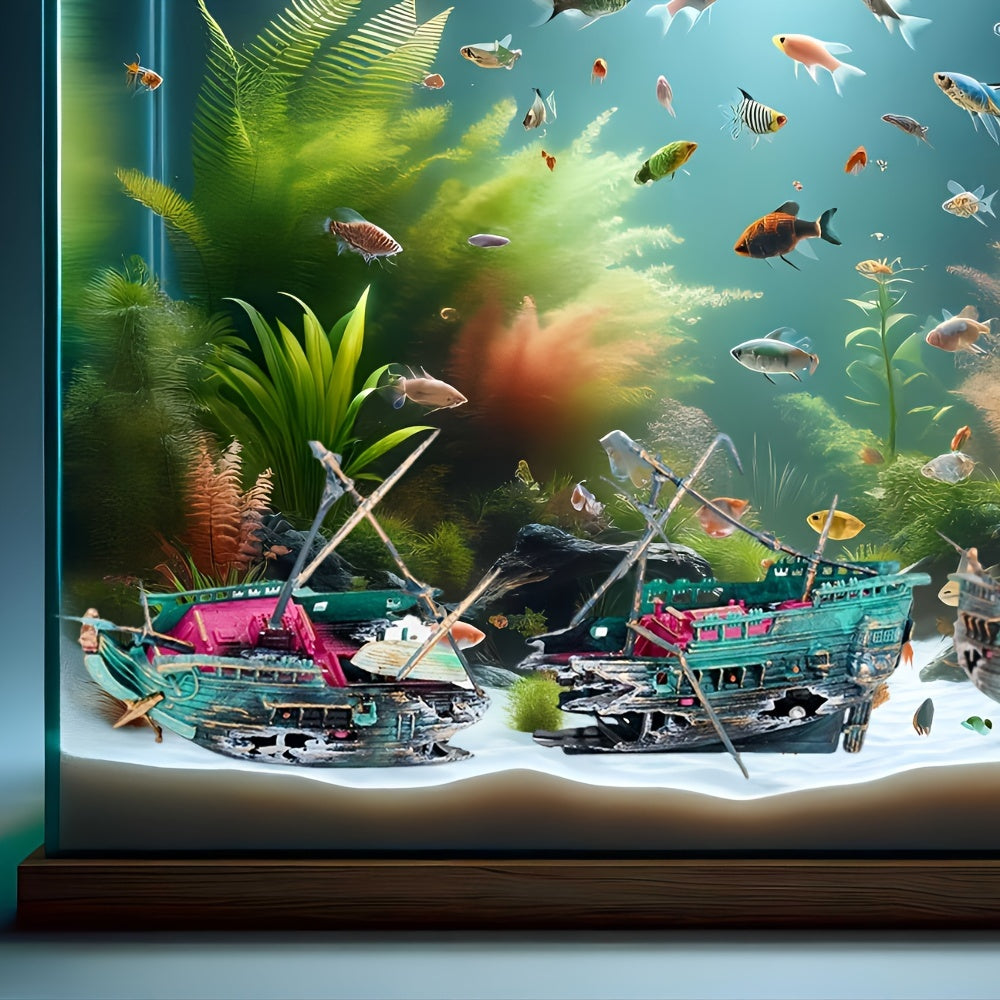 Aquarium landscape sinking boat decoration enhances oxygen levels.